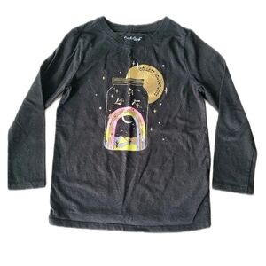 Girls Cat & Jack Black Long Sleeve Graphic Tee Collect Adventure Size XS